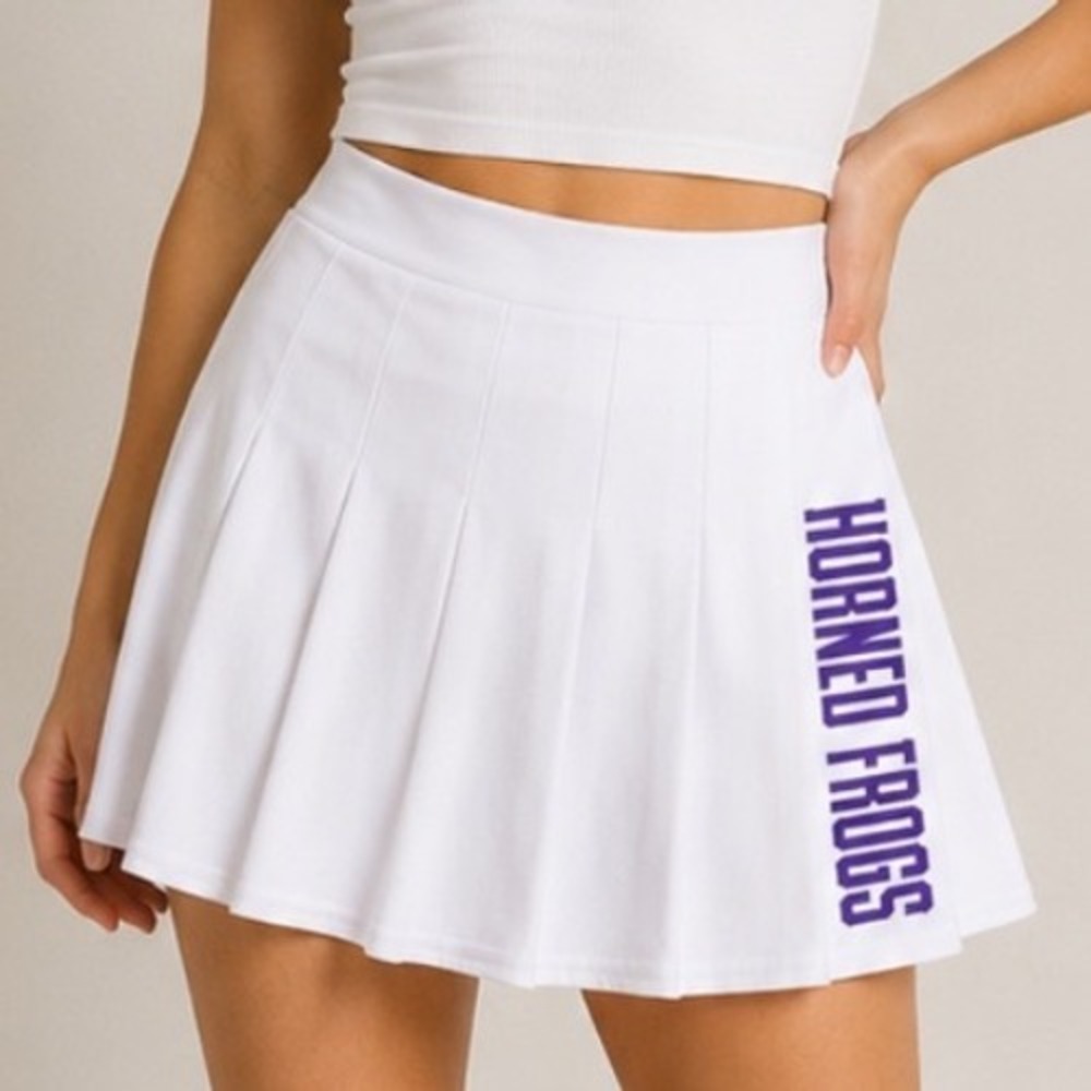 Rivalry Threads TCU Horned Frogs White Pleated Mini Skirt Womens Small NWT